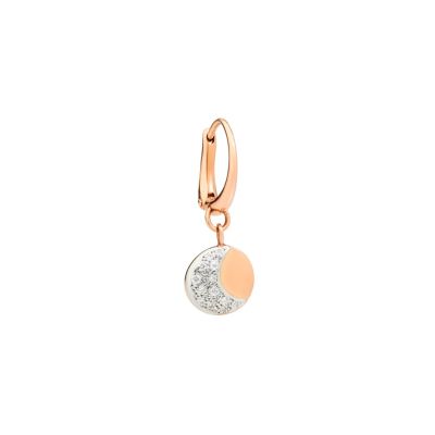 DoDo / Moon & Sun / mono orecchino con pendente luna / oro rosa 9 kt e diamanti