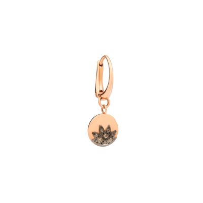 DoDo / Moon & Sun / mono orecchino con pendente sole / oro rosa 9 kt e diamanti brown
