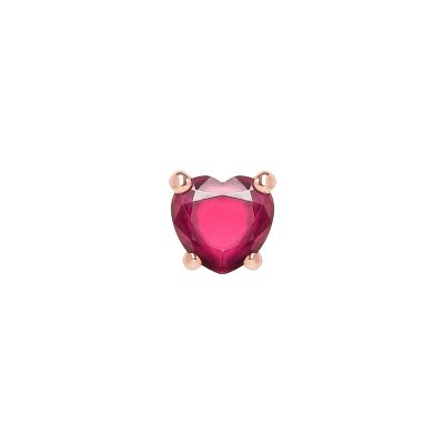DoDo / Cuore / mono orecchino cuore / oro rosa 9 kt e rubino sintetico