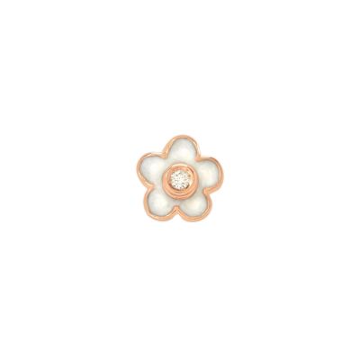 DoDo / Natura / mono orecchino fiore / oro rosa 9 kt, smalto madreperla e diamante bianco