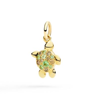 DoDo / Natura / ciondolo tartaruga / oro giallo 18 kt, tsavoriti e diamanti brown