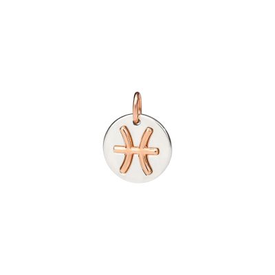 DoDo / Zodiaco / ciondolo pesci / oro rosa 9 kt e argento