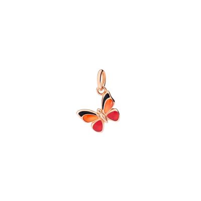 DoDo / Animali / charm farfalla WWF / oro rosa 9 kt e smalto cattedrale arancione