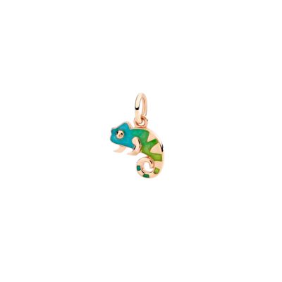 DoDo / Natura / ciondolo camaleonte / oro rosa 9 kt e smalto perlato verde