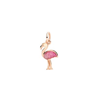 DoDo / Natura / ciondolo fenicottero / oro rosa 9 kt e smalto perlato rosa