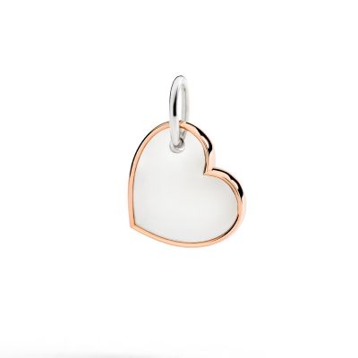 DoDo / Charms / ciondolo xl cuore / argento e oro rosa 9 kt / cordino grigio