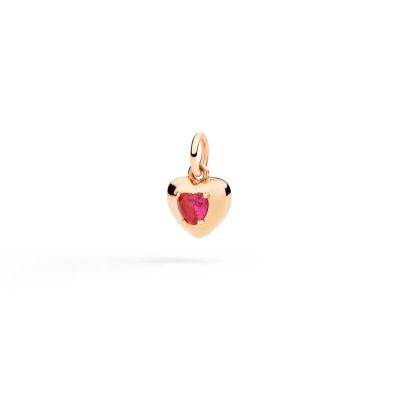 DoDo / Cuore / ciondolo cuore / oro rosa 9 kt e rubino sintetico