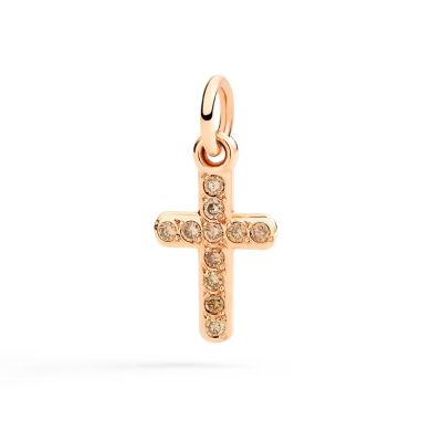 DoDo / ciondolo croce / oro rosa 9 kt e diamanti brown