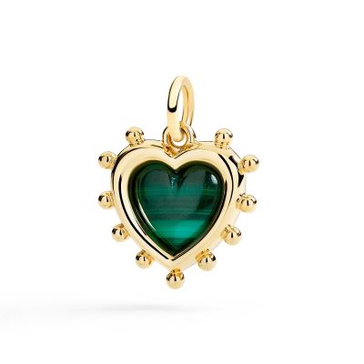 DoDo / Cuore / ciondolo cuore / oro giallo 9 kt, argento e malachite
