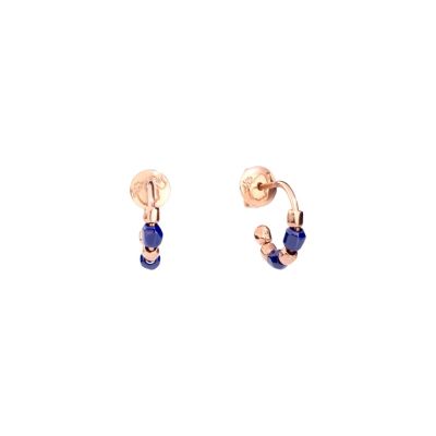 DoDo / Mini Granelli / orecchini hoop cerchio piccolo aperti / oro rosa 9 kt e ceramica blu