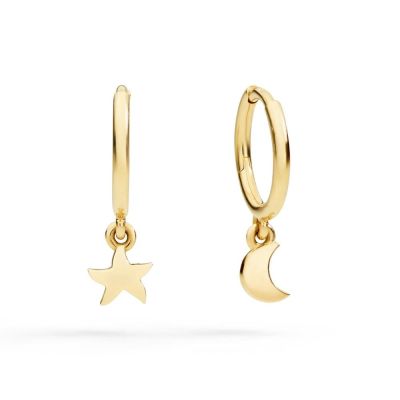 DoDo / Essentials / orecchinI a cerchio stellina e luna / oro giallo 9 kt