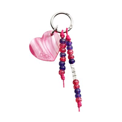DoDo / bag charm cuore / argento, plastica, bioresina / viola e fucsia