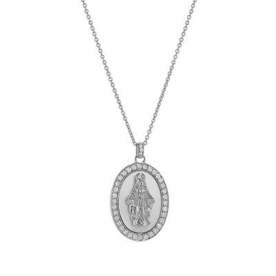 Crivelli / girocollo madonnina ovale grande / oro bianco, diamanti e madreperla
