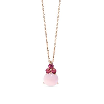 Pomellato / Luna / pendente con catena / oro rosa, quarzo rosa e tormalina rossa