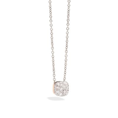 Pomellato / Nudo Maxi Solitaire / pendente con catena / oro bianco e diamanti