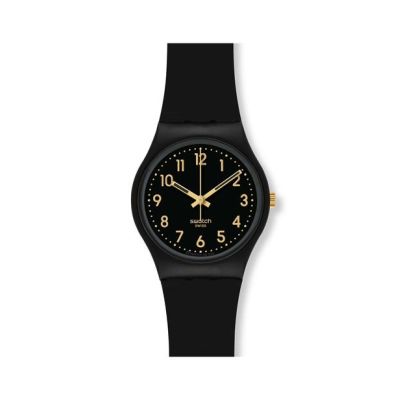 Swatch / Gent / Golden Tac / orologio unisex / quadrante nero / cassa plastica / cinturino silicone