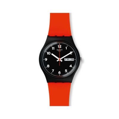 Swatch / Gent / Red Grin / orologio unisex / quadrante nero / cassa plastica / cinturino silicone