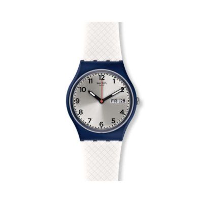 Swatch / Gent / White Delight / orologio unisex / quadrante argentato / cassa plastica / cinturino silicone