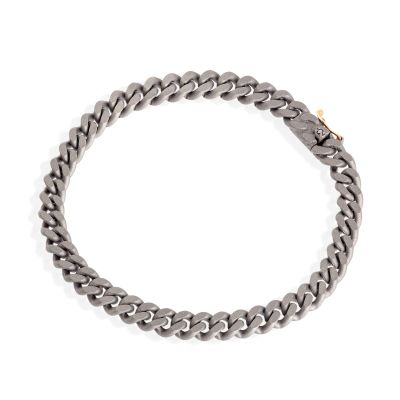 Mano-J / Uomo / bracciale groumette con catena / titanio, oro rosso 18 kt e diamante nero