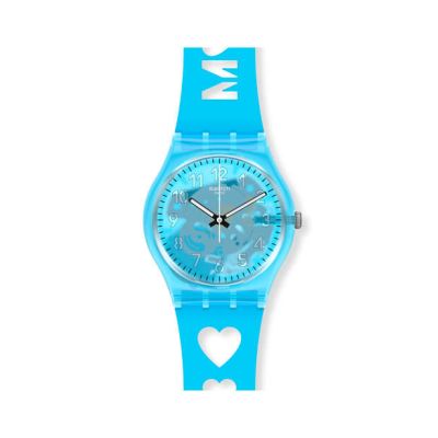 Swatch / Mother's Day / Love From A to Z / orologio donna / quadrante blu / cassa plastica / cinturino silicone blu