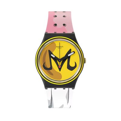 Swatch X DragonBall Z / Majin Buu / orologio unisex / quadrante giallo / cassa in plastica / cinturino silicone