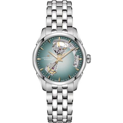 Hamilton Jazzmaster Open Heart Auto / orologio uomo / quadrante scheletrato turchese / cassa e bracciale acciaio