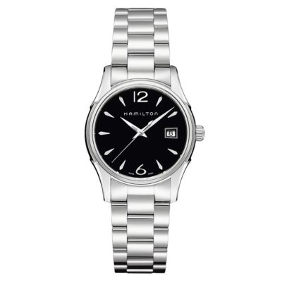Hamilton Jazzmaster Lady / orologio donna / quadrante nero / cassa e bracciale acciaio 