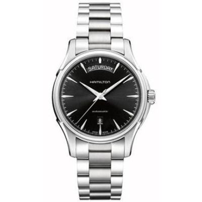 Hamilton Jazzmaster Day Date / orologio uomo / quadrante nero / cassa e bracciale acciaio 
