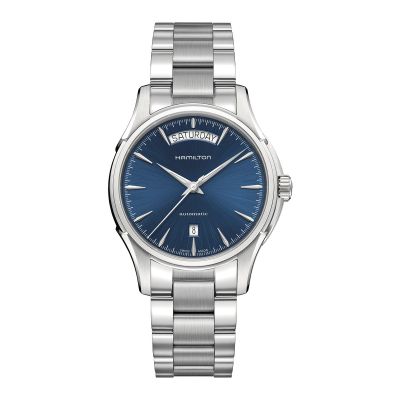 Hamilton Jazzmaster Day Date / orologio uomo / quadrante blu / cassa e bracciale acciaio
