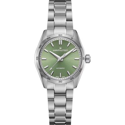 Hamilton Jazzmaster Performer Auto / orologio unisex / quadrante verde / cassa e bracciale acciaio