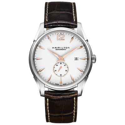 Hamilton Jazzmaster Small Second / orologio uomo / quadrante bianco / cassa acciaio / cinturino pelle marrone