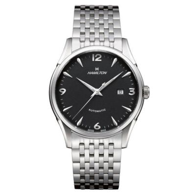 Hamilton Thin-O-Matic / orologio uomo / quadrante nero / cassa e bracciale acciaio