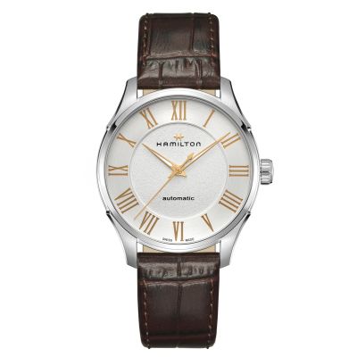 Hamilton Jazzmaster Auto / orologio uomo / quadrante argento / cassa acciaio / cinturino pelle marrone 