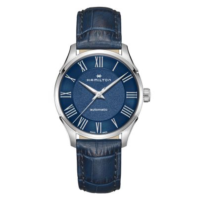 Hamilton Jazzmaster Auto / orologio uomo / quadrante blu / cassa acciaio / cinturino pelle blu