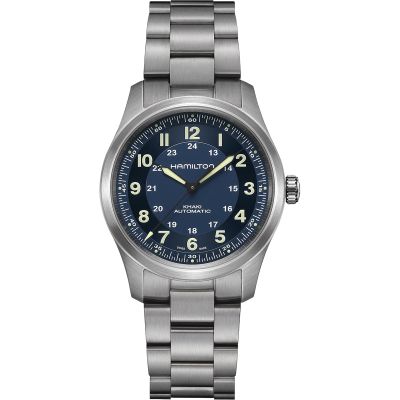 Hamilton Khaki Field Titanium Auto 38 mm / orologio uomo / quadrante blu / cassa e bracciale titanio