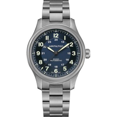 Hamilton Khaki Field Titanium Auto / orologio uomo / quadrante blu / cassa e bracciale titanio