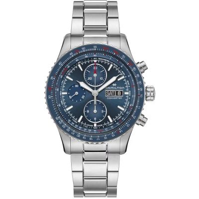 Hamilton Khaki Aviation Converter Auto Chrono / orologio uomo / quadrante blu / cassa e bracciale acciaio