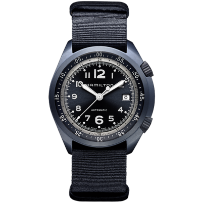 Hamilton Khaki Pilot Pioneer Alu / orologio uomo / quadrante blu / cassa alluminio / cinturino NATO blu