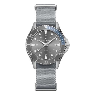Hamilton Khaki Navy Scuba Quartz / orologio unisex / quadrante grigio / cassa acciaio / cinturino NATO grigio