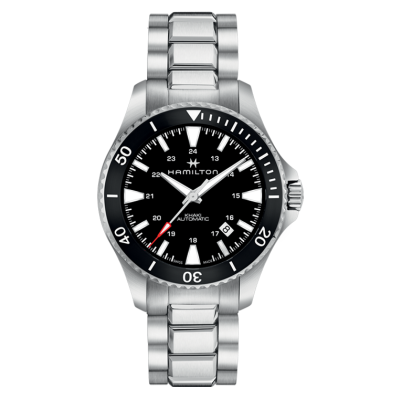 Hamilton Khaki Navy Scuba Auto / orologio uomo / quadrante nero / cassa e bracciale acciaio