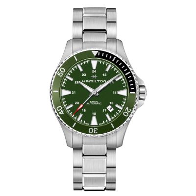 Hamilton Khaki Navy Scuba Auto / orologio uomo / quadrante verde / cassa e bracciale acciaio