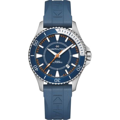 Hamilton Khaki Navy Scuba Auto Syroco / orologio uomo / quadrante blu / cassa acciaio / cinturino caucciù blu / Edizione Speciale