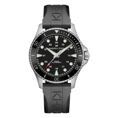 Hamilton Khaki Navy Scuba Auto / orologio uomo / quadrante nero / cassa acciaio / cinturino caucciù