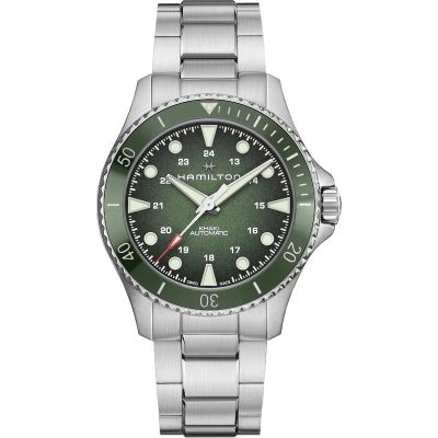 Hamilton Khaki Navy Scuba Auto / orologio uomo / quadrante verde / cassa e bracciale acciaio