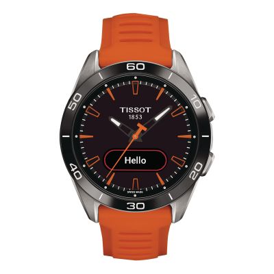 Tissot T-Touch Connect Sport / orologio uomo / quadrante nero / cassa titanio / cinturino sintetico arancio