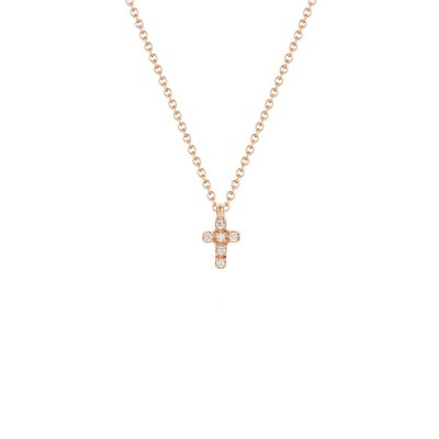 Buonocore / Cross / collana con pendente croce mini / oro rosa e diamanti