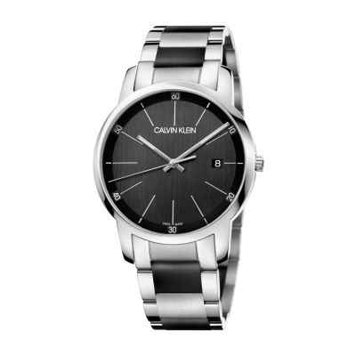 Calvin Klein City / orologio uomo / quadrante nero / cassa acciaio / bracciale acciaio e nylon nero