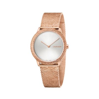 Calvin Klein Minimal / orologio donna / quadrante argentato / cassa e bracciale acciaio e PVD rosato