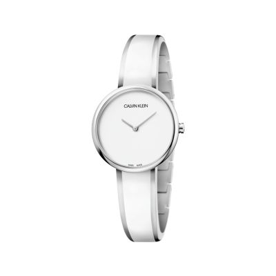Calvin Klein Seduce / orologio donna / quadrante bianco / cassa acciaio / bracciale acciaio e resina bianca