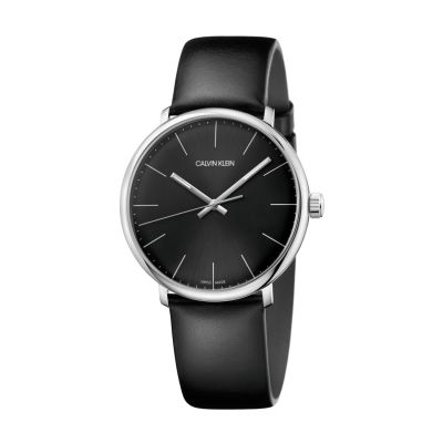 Calvin Klein High Noon / orologio uomo / quadrante nero / cassa acciaio / cinturino pelle nera